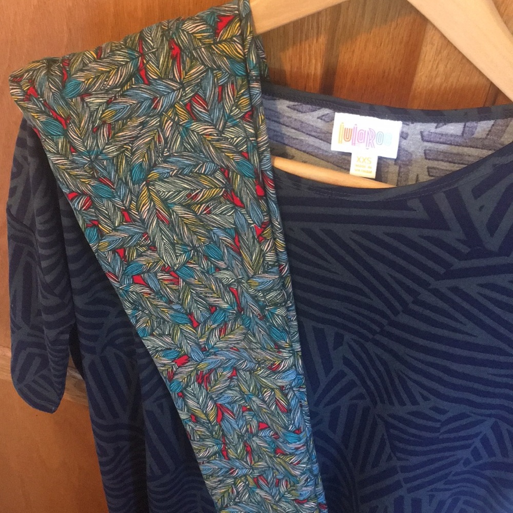 *NWT* LuLaRoe XXS Blue/Grey Irma with OS Leggings